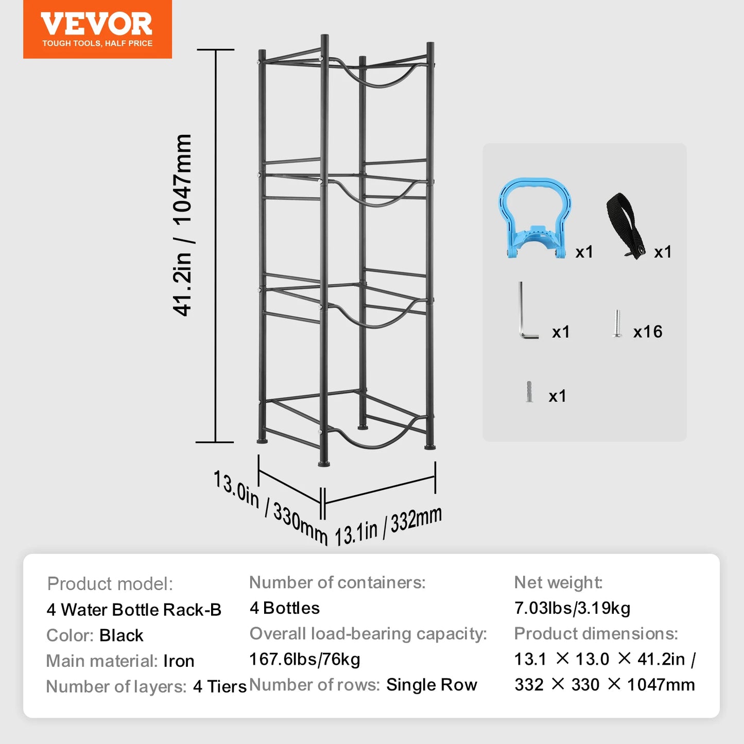 VEVOR 3/4/5 Tiers Water Jug Holder iron Water Bottle Holder Double/Single Row Easy Installation for Kitchen Office Living Room