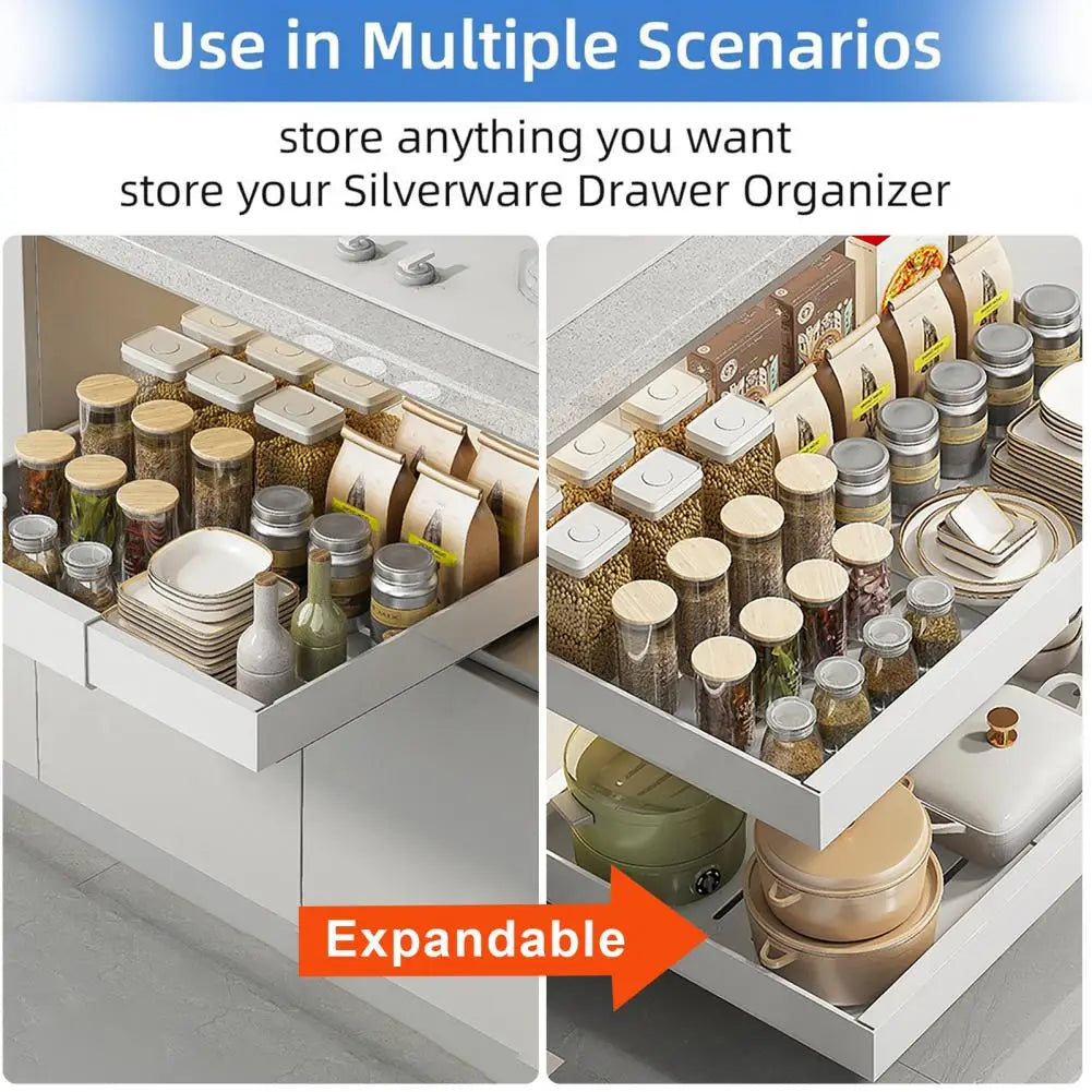 Expandable Pull Out Cabinet Organizer Metal Stick Slide Out Drawers Storage Kitchen Adjustable Sliding Roll Out Cabinet Shelves