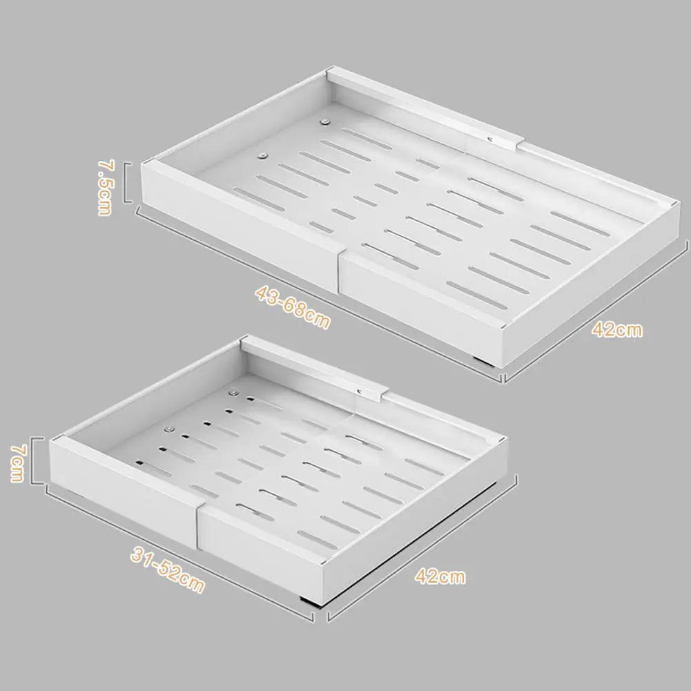 Expandable Pull Out Cabinet Organizer Metal Stick Slide Out Drawers Storage Kitchen Adjustable Sliding Roll Out Cabinet Shelves