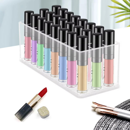 High-quality Acrylic Lipstick Holder Organizer 24 Slots Clear Lip Gloss Display Stand  Box Makeup Cosmetic  Box Mirror Jewelry