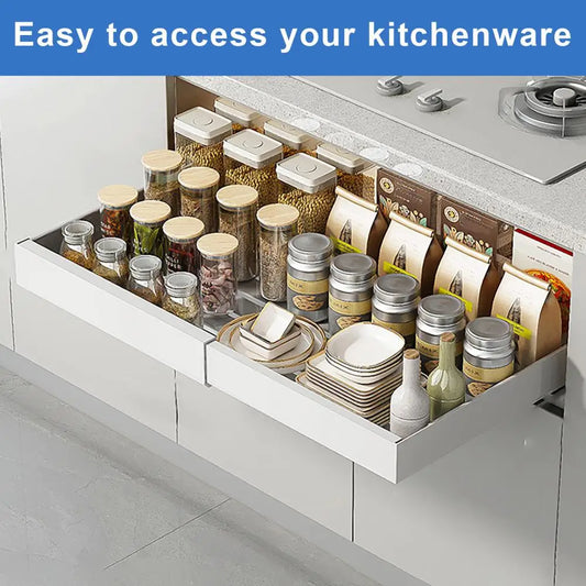 Expandable Pull Out Cabinet Organizer Metal Stick Slide Out Drawers Storage Kitchen Adjustable Sliding Roll Out Cabinet Shelves